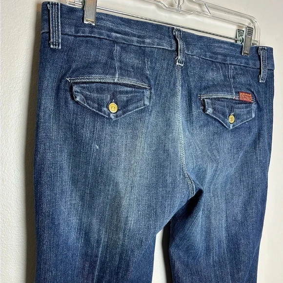7 For All Mankind Dark Rinse Flare 30 Trouser Low Rise Y2K - Picture 3 of 16
